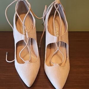 Charles by Charles David Beige Lace-Up Heels